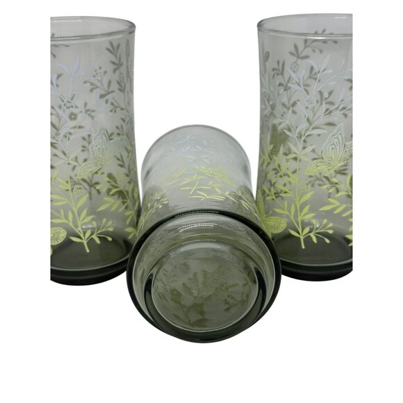VTG Libbey Monarch Frosted Butterfly Drinking Glasses – Set of 3 Retro Tumblers - Picture 3 of 6